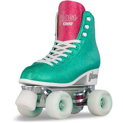 Crazy Skates Glam Adjustable Roller Skates for Women and Girls, Small, Teal