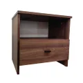 HEQS Adam Night Stand, MDF Timber, Drawer, Open Storage, Walnut, Bedroom Furniture