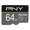 PNY Pro Elite microSDXC Card 64GB Class 10 UHS-I U3 100MB/s A1 V30