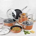 Gotham Steel Stackmaster Pots & Pans Set – Stackable 10 Piece Cookware Set Saves 30% Space, Ultra Nonstick Cast Texture Coating, Includes Fry Pans, Saucepans, Stock Pots and More – Dishwasher Safe
