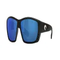 Costa Del Mar Men's Tuna Alley Rectangular Sunglasses, Matte Black/Grey Blue Mirrored Polarized-580p, 62 mm