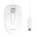 Macally Wired USB-C Mouse for Apple MacBook Pro 2017/2016, MacBook 12-Inch, Chromebook, Windows PC, Computer or Laptops with Type-C Port - White (UCTURBO)