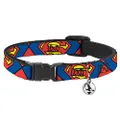 Buckle-Down BAC-WSM062-NM Blue/Yellow/Red Superman Breakaway Cat Collar, 1/2" Wide-Fits 8-12" Neck-Medium