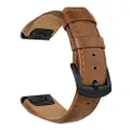 TRUMiRR Watchband for Fenix 7 Pro Sapphire Solar/6 Pro/5 Plus, 22mm Watch Band Genuine Cowhide Leather Strap for Garmin Epix Pro 47mm/Instinct 2/Approach S62/S70 47mm/Forerunner 965 955 945 935