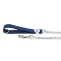 My Family Tucson Leather & Chain Leash, Blue, Extra Large