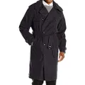 London Fog Men's Iconic Double Breasted Trench Coat with Zip-Out Liner and Removable Top Collar, Black, 40R