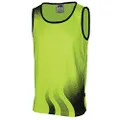 DNC Mens Hivis Wave Sublimated Breathable Stylish Singlet, Small, Yellow/Navy