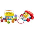 Fisher-Price Baby's First Blocks & Chatter Telephone, Pull Toy Phone for Walk-Along Play, Multicolor (FGW66)