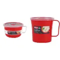 Decor Microsafe Noodle and Oat Bowl, 1.15 Litre Capacity, Red, 30.4 oz & Microsafe Soup Mug, 450ml Capacity, Red