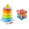 Fisher-Price Rock-A-Stack Baby Toy, Classic Ring Stacking Toy for Infants and Toddlers & VTech Baby 150503 Turn & Learn Cube, Multi