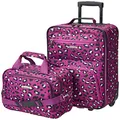 Rockland 2 Pc Luggage Set, Purple Leopard (Purple) - F102