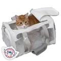 Sherpa Element Travel Pet Carrier with Stay Clean Technology, Airline Approved & Guaranteed On Board - White, Medium