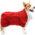 UOMIO Dog Drying Coat Bathrobe Towel, Puppy Towelling Robe, Double-layer Microfiber Absorb Moisture and Dry Pet Quickly, Adjustable Collar and Waist - 43CM Back Length for Puppy Small Dog