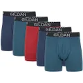 Gildan Men's Underwear Cotton Stretch Boxer Briefs, Multipack, Blue Cove/Hawaiian Blue/Heather Red Mark (5-Pack), Small