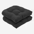 Pillow Perfect Indoor/Outdoor Fresco Wicker Seat Cushion, Black, Set of 2