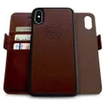 Dreem Fibonacci 2-in-1 Wallet Case for Apple iPhone X & Xs - Luxury Vegan Leather, Magnetic Detachable Shockproof Phone Case, RFID Card Protection, 2-Way Flip Stand - Coffee