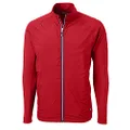 Cutter & Buck Men's Adapt Eco Knit Hybrid Recycled Full Zip Jacket, Red, Medium