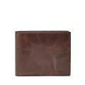 Fossil Men's Derrick Leather RFID-Blocking Large Bifold with Coin Pocket Wallet for Men, Dark Brown, One Size, Wallet