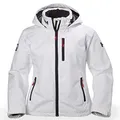 Helly Hansen Women's Crew Hooded Midlayer Fleece Lined Waterproof Windproof Breathable Rain Coat Jacket, 001 White, X-Large