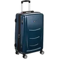 Amazon Basics Cabin Size Luggage ABS Hardshell Suitcase with 4 Wheels and Shiny Finish - 55cm / 20 inches, Navy Blue