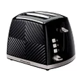 Russell Hobbs Groove 2 Slice toaster, RHT722BLK, Textured Design, 3 Functions, 6 Shade Settings, Extra Wide Slots, Black