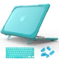 Mektron Shockproof Outer Hard Case Cover with TPU Bumper & Foldable Stand For Macbook Pro 15 with Retina Display (Model A1398 2015 Release) with Dust Plug & Keyboard Cover (Sky Blue)