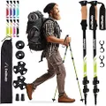 TrailBuddy Trekking Poles - 2-pc Pack Adjustable Hiking or Walking Sticks - Strong, Lightweight Aluminum 7075 - Quick Adjust Flip-Lock - Cork Grip, Padded Strap - Free Bag, Accessories (Spring Green)