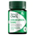 Nature's Own Korean Ginseng 500mg Tablets 60 - Supports Physical Stamina, Endurance & Stress Response - Decreases Mental Fatigue and Relieves Tiredness