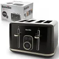Breville Aura 4 Slice Toaster | Touch Control Panel | Extra High Lift | Variable Width Slots | Shimmer Black [VTR019]