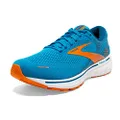 Brooks Men's Ghost 14 Running Shoe, Vivid Blue Orange White, 11 US