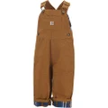 Carhartt Little Boys' Washed Canvas Flannel Lined Bib Overall, Carhartt Brown, 4T