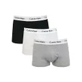 Calvin Klein Men's Cotton Stretch Low Rise Trunk 3 Pack, Black/White/Grey, X-Large