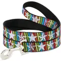 Dog Leash Stars Lines Gray Multi Color White 6 Feet Long 0.5 Inch Wide