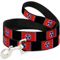 Dog Leash Tennessee Flags Black 6 Feet Long 0.5 Inch Wide
