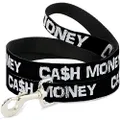 Dog Leash Cash Money Black White 6 Feet Long 0.5 Inch Wide