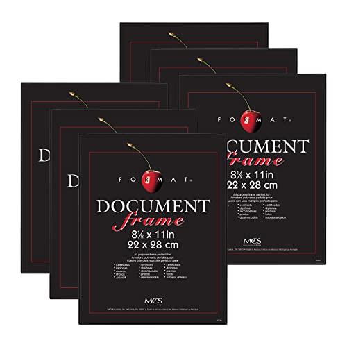 MCS Format Document Frame, Diploma and Certificate Frame, Black, 8.5 x 11, 6-Pack