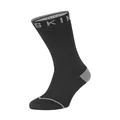 SEALSKINZ Unisex Waterproof All Weather Mid Length Sock With Hydrostop, Black/Grey, Medium