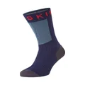 SEALSKINZ Waterproof Unisex Mid length socks with Hydrostop, Dark Blue, Large