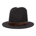 BRIXTON Men's Messer Medium Brim Felt Fedora Hat, Black, Medium