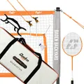 Baden | Champions | Portable Badminton Set | Regulation Net + 3 Shuttlecocks + 4 Racquets + 1 Boundary + 1 Carry Bag | Orange/Gray