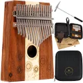 Kalimba Thumb Piano, 17 Steel Keys with Hollow Acacia & Maple Body — C Major Scale — Includes Tuning Hammer and Case, For Sound Healing Therapy, Yoga and Meditation, 2-YEAR WARRANTY