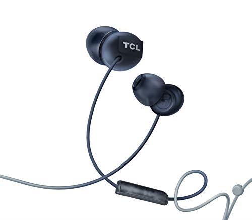 TCL SOCL300 in-Ear Headphones with Mic (Noise Isolation, Secure Fit, Built-in Mic and Remote for Music and Call Control, Echo Cancellation), Phantom Black,One Size