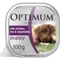 Optimum Puppy With Chicken Wet Dog Food 100G Tray 12 Pack
