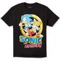 SEGA Boys' Sonic The Hedgehog & Tails Short Sleeve Tshirt, Black, Small