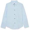Calvin Klein Boys' Long Sleeve Slim Fit Dress Shirt, Style with Buttoned Cuffs & Shirttail Hem, Ice Bay, 7