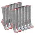 Dickies Women's Dritech Advanced Moisture Wicking Crew Sock (6/12 Packs), Grey With Bluish (12 Pairs), 6-9