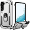 LUMARKE Compatible with Galaxy S22 Case,Military Grade Pass 16ft Drop Test Shockproof Heavy Duty Protective Phone Case with Magnetic Kickstand for Samsung Galaxy S22 6.1" Silver