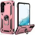 LUMARKE Galaxy S22 Case,Military Grade Pass 16ft Drop Test Shockproof Heavy Duty Protective Phone Case with Magnetic Kickstand for Samsung Galaxy S22 6.1" Rose Gold