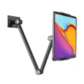 BEWISER Tablet Stand Holder Wall Mount, Rotate 360 Degrees of Flexible, Height and Angle Adjustable, High-Grade Aluminium Alloy Long Arm Compatible with4.7-12.9" Phone and Tablet (Space Grey)