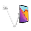 BEWISER Tablet Wall Mount Holder,Swivel 360° Rotating Flexibly, Height and Angle Adjustable, High-Grade Aluminium Alloy Long Arm Compatible with4.7-12.9" Phone and Tablet in Kitchen or Office (White)